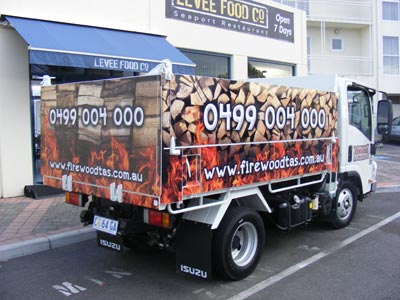 Firewood truck delivering firewood